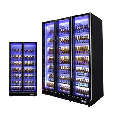 Self Closing Glass Door Display Fan Cooling Commercial Fridge Cold Drink Vertical Showcase Chiller Upright Refrigerator