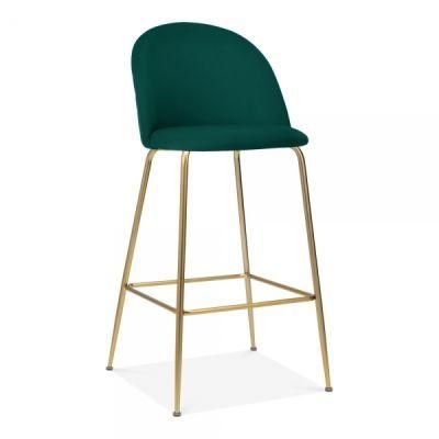 Modern Velvet Fabric Upholstered Golden Metal Powder Coated Bar Furniture Bar Chair