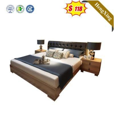 Black Color PU Leather Home Hotel Furniture Wooden Bedroom Single Double Size Storage Beds with Night Stand