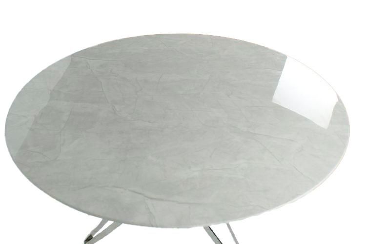 Home Hotel Outdoor Furniture Banquet Tempered Glass Marble Round Top Dining Table with Stainless Steel Legs