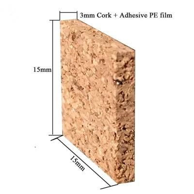 Self-Adhesive Square Cork Spacers Pads for Glass Protecting 15*15*3mm Cork + 1mm Cling Foam on Rolls