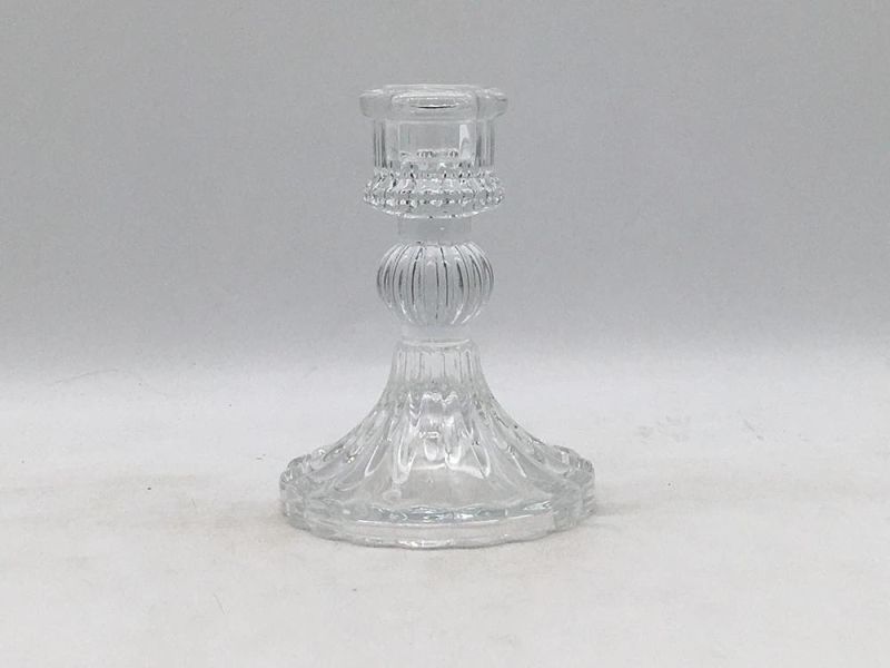 Thick Heavy Clear Glass Tealight Holder Candlestick