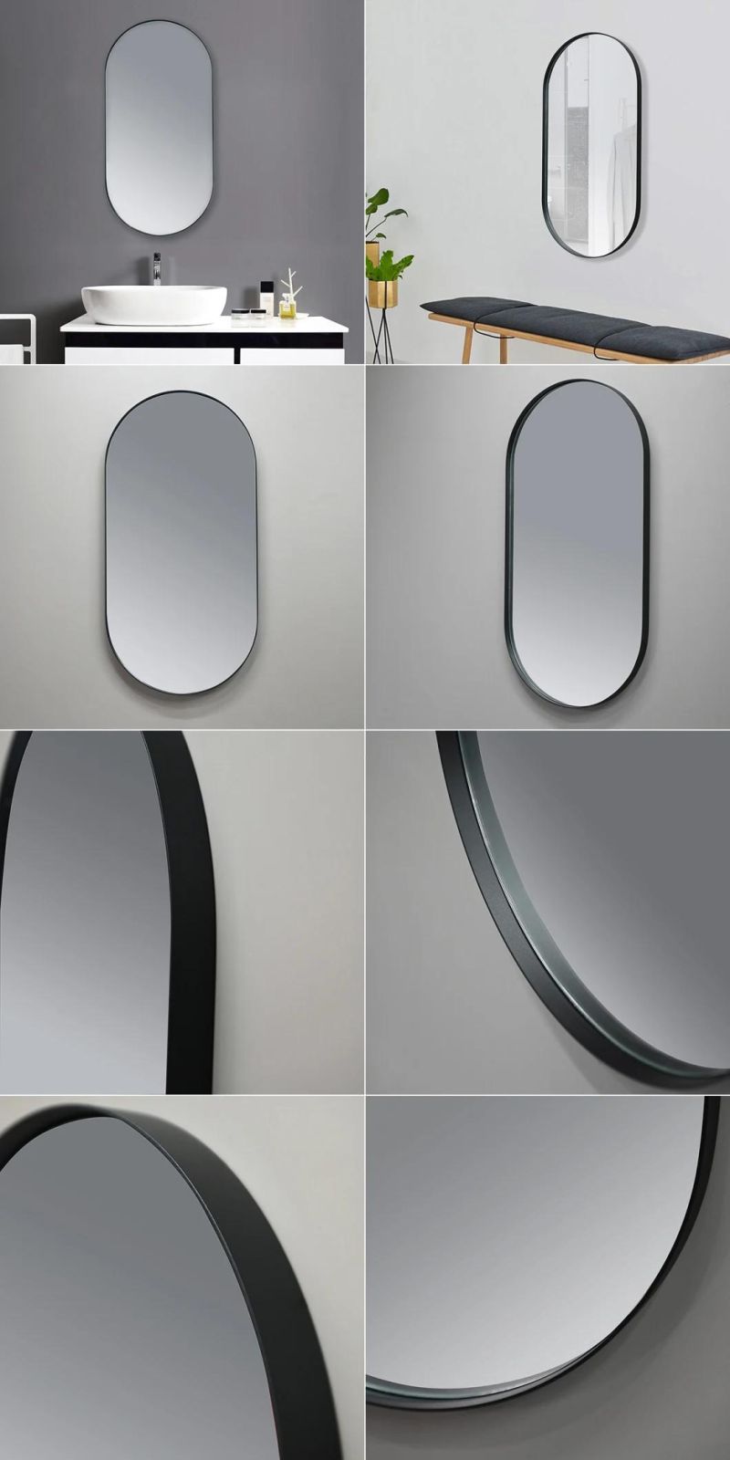 Hot Sale Bathroom Wall Mounted Touch Multifunction Oval Shape Dressing Mirror