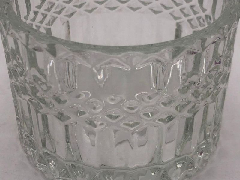 Elegant Clear Glass Candle Holder with Pattern and Glass Lid