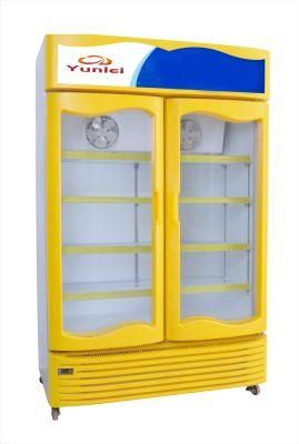 Commercial Glass Door Beverage Beer Display Fridge Cooler Refrigerator Chiller Showcase with Wheels