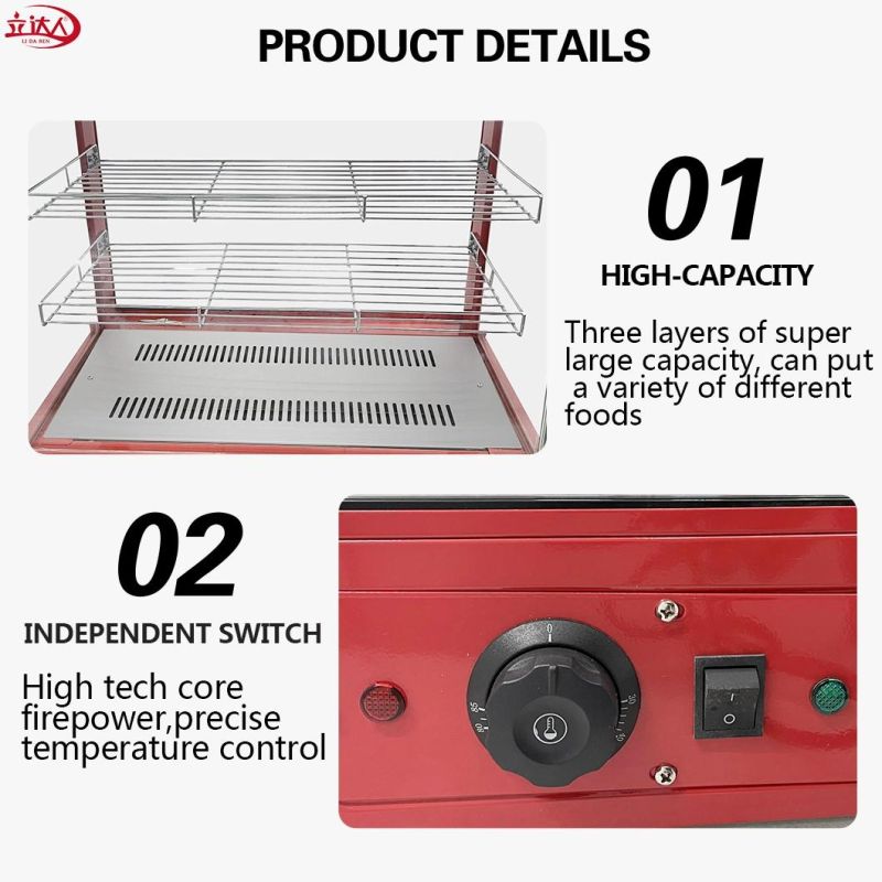 High Quality Commercial Food Warmer Display Cabinet Showcase Drink Food Warming Pizza Warmer Cabinet