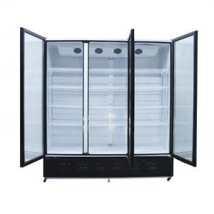 Large Capacity Three Tempered Glass Door Supermarket Superstore Showcase