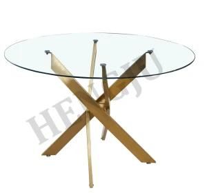 Free Sample Wholesale Modern Design Stainless Steel Dining Table with Glass Top Modern Dining Room