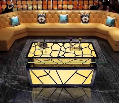 Glass and Stainless Steel Aquarium Fish Tank Coffee Table KTV Hall and Wedding Decoration Aquarium Bar Table