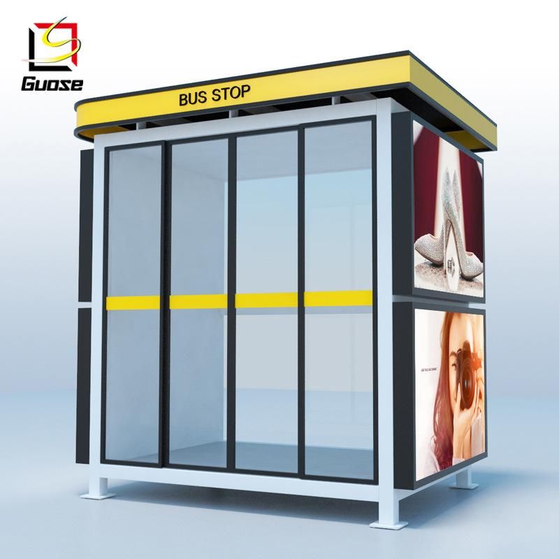 Advertising LED Display Board Glass Wall Passenger Waiting Bus Shelter