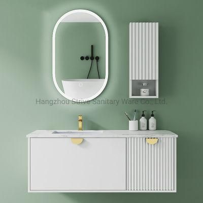 Modern Bathroom Cabinet Furniture LED Light Glass Mirror Vanity