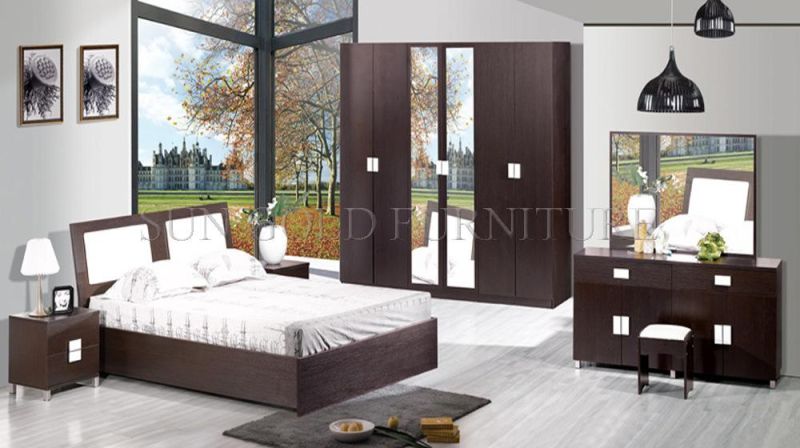 Modern Wholesale Cheap Wooden Bedroom Furniture Two Door Storage Wardrobe (SZ-BF048)