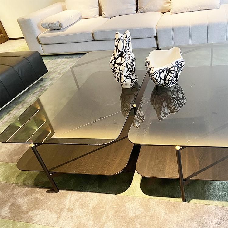 Modern Living Room Cheap Glass Top Centre Coffee Table Set Design Furniture for Hotel Project