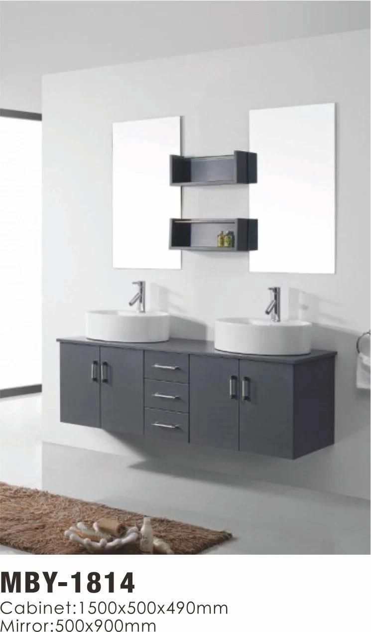 New Design MDF Bathroom Vanity Cabinet with Glass Wash Basin Fashion Furniture Makeup Mirror