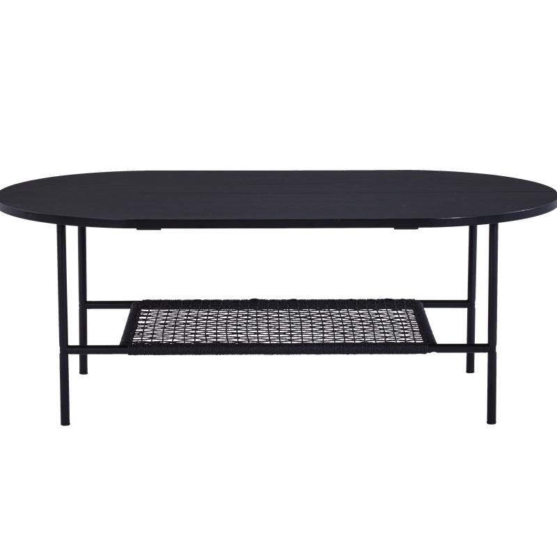 Modern Wooden Coffee Collapsible Tea Table with Metal Tube Black Legs for Home and Office Furniture