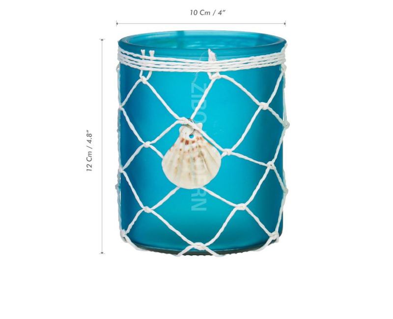 American Country Style Frosted Glass Candle Holder with Paper Rope - Decorative Candle Lanterns - Wind Light Candlestick