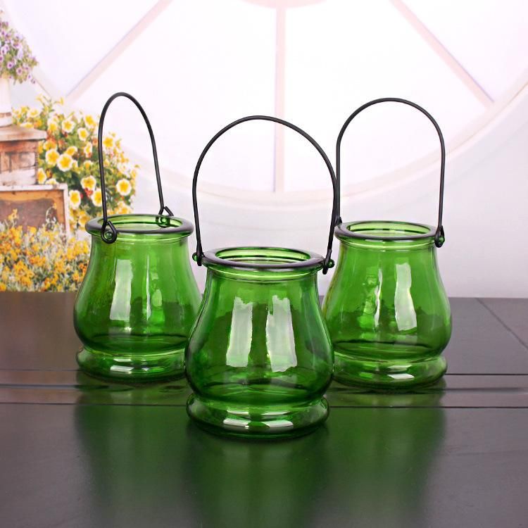 Colored Glass Hanging Candle Holder