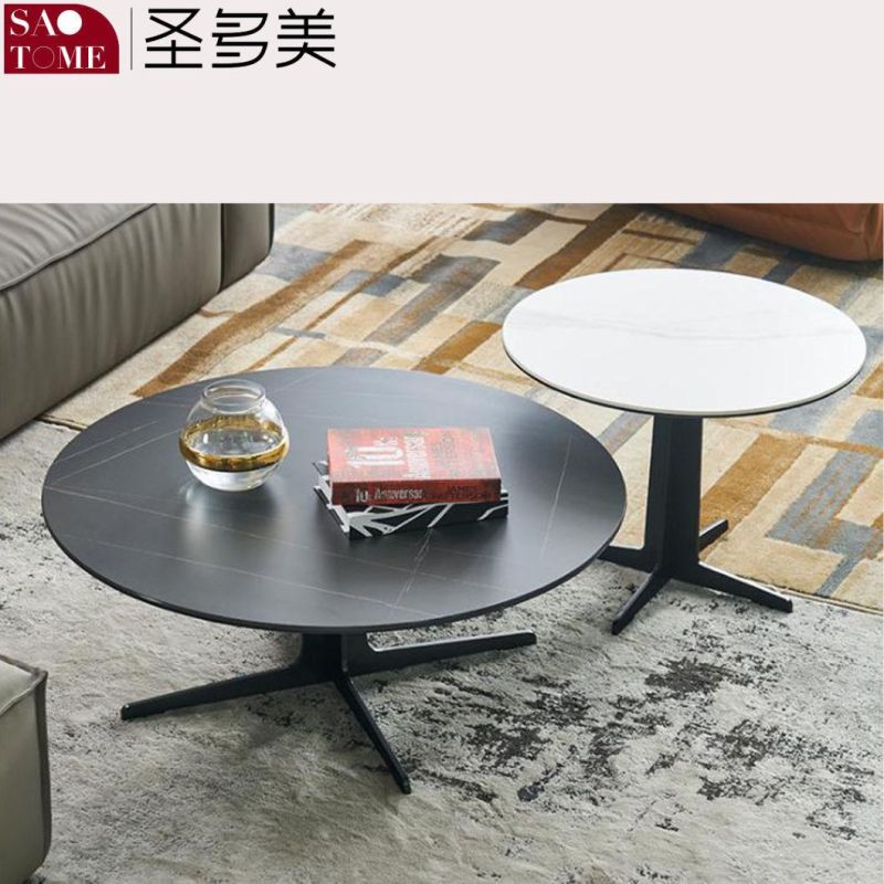 Modern Simple Luxury Leisure Living Room Furniture Slate Round Coffee Table