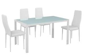 Factory Made Metal Powder Coating Glass Dining Table
