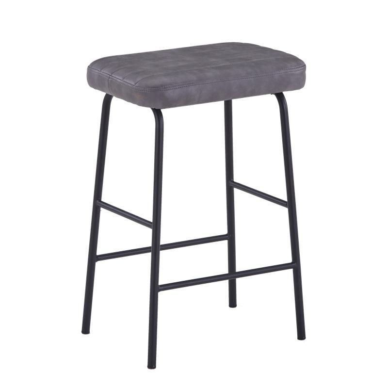 Modern Home Bar Outdoor Furniture PU Leather Seat Metal Leg Bar Stool High Chair for Living Room