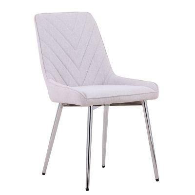 Home Hotel Restaurant Kitchen Furniture Fabric Dining Room Chair with Chromed Legs