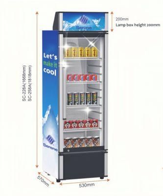 High Performance Vertical Glass Display Cabinet Commercial Refrigerator