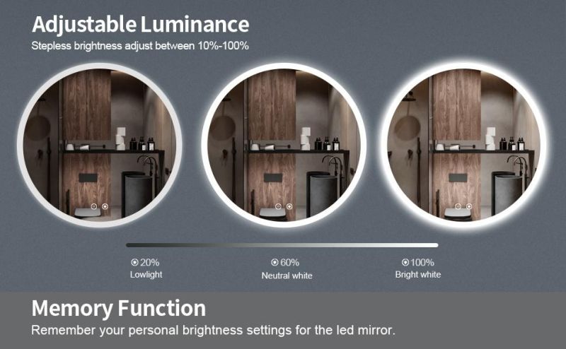 Round Wall Full Mirror Smart Bathroom LED Full Length Mirror with Light Espejo LED Touch