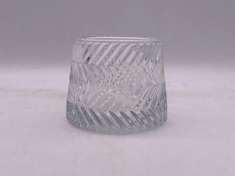 Clear Glass Candle Holder with Customized Frosted Shiny Spray Color