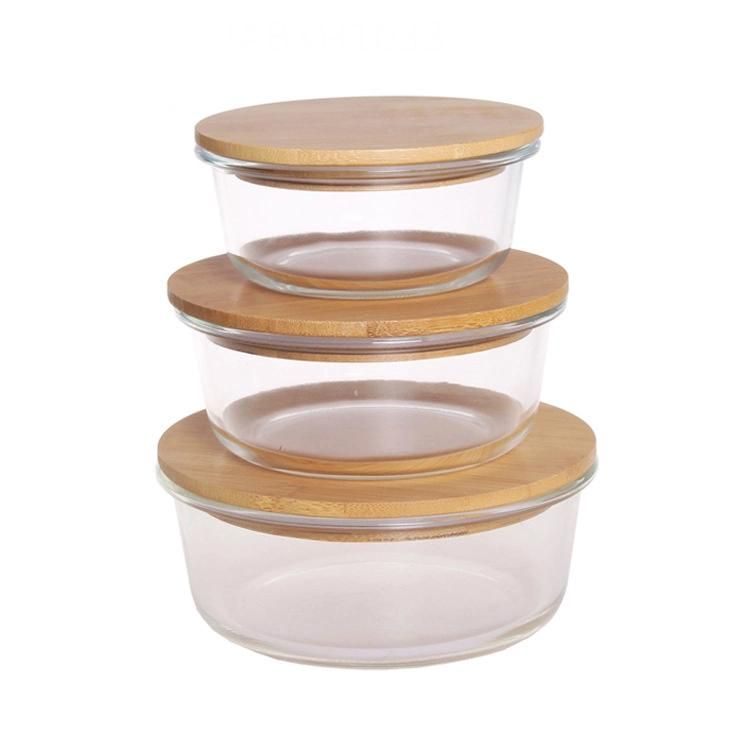 Customized Logo Wholesale Glass Containers with Bamboo Lids